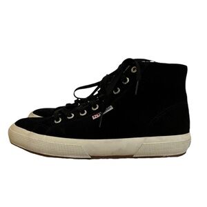 SUPERGA Black High Top Sneakers with Inside Faux Fur